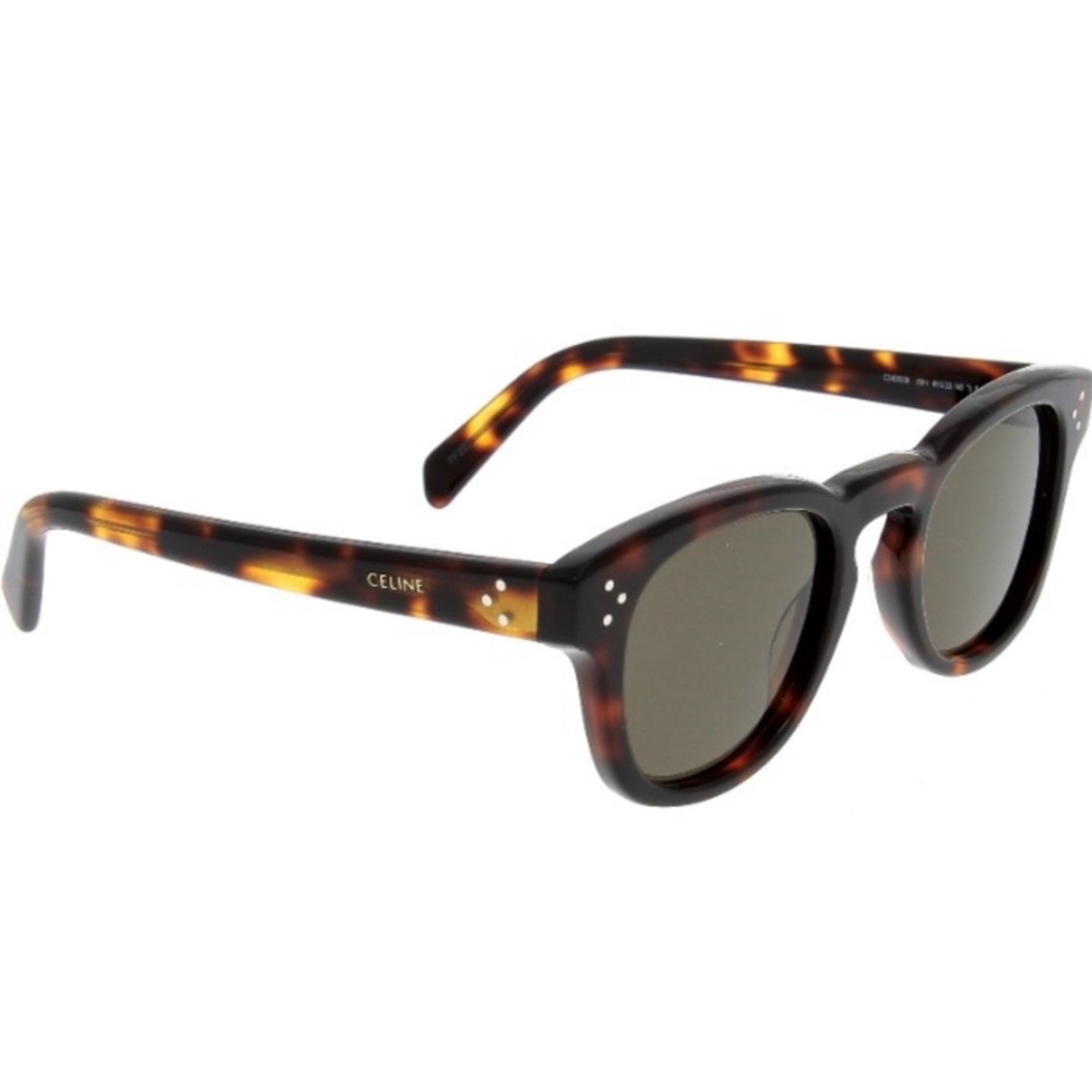 Celine Tortoiseshell Round Sunglasses with Dark Green Lenses - Picture 2 of 2